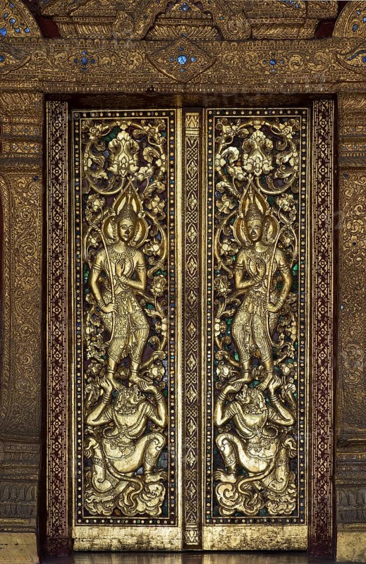 God Rama standing on Hanuman