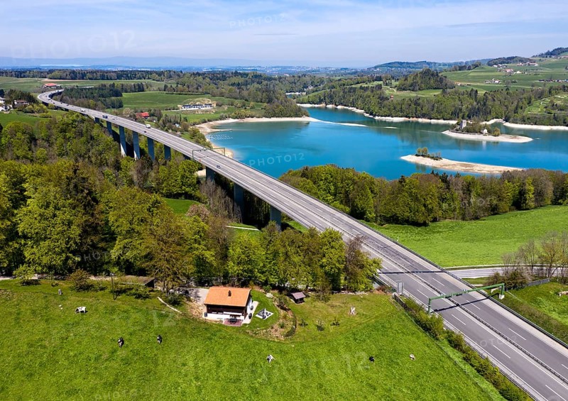 Motorway A12 at Lake of Gruyere