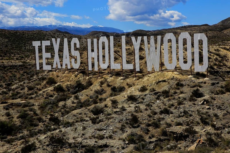 Texas Hollywood movie set tourist attraction sign near Tabernas