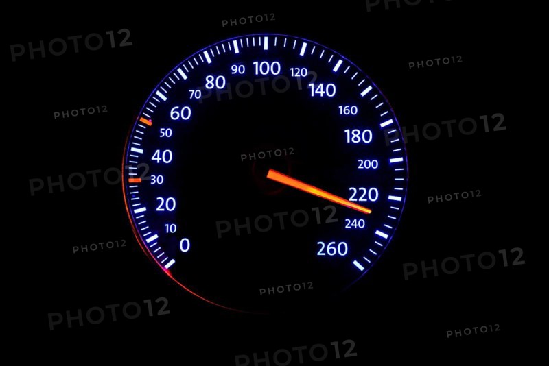 Speedometer with speed display 220 km/h