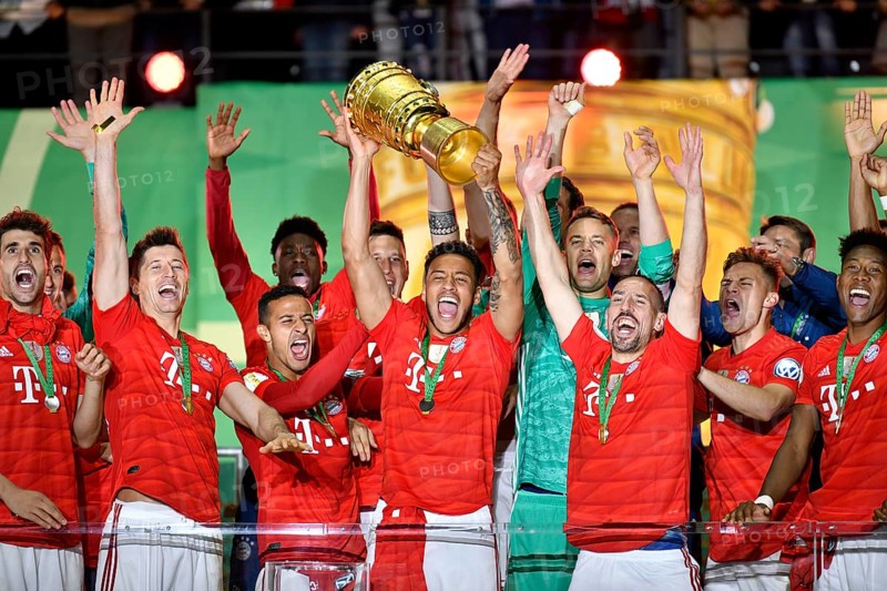Corentin Tolisso FC Bayern Munich with cup