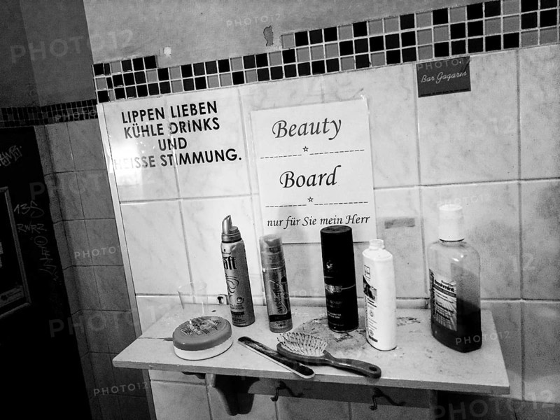 Hairdressing tools in pub washroom