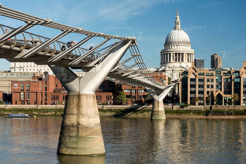 Millennium Bridge over the River Thames and St Paul's Cathedral