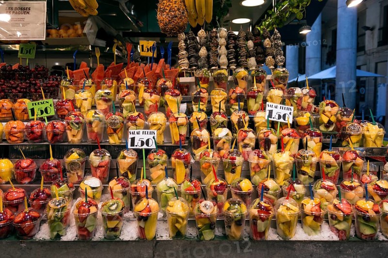 Mugs with freshly fruits for sale