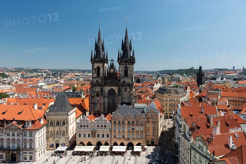 View from the Town Hall tower to the Tyn Church