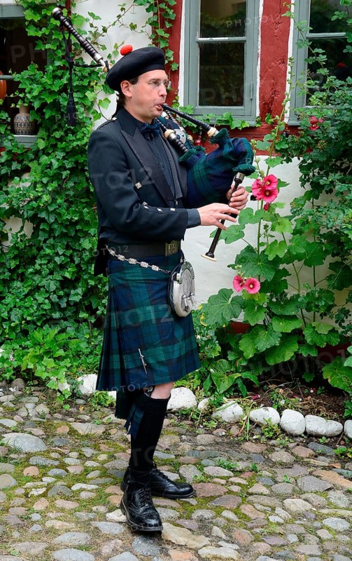 Swedish musician plays bagpipe