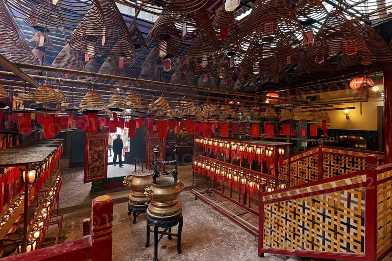 Main temple with incense coils