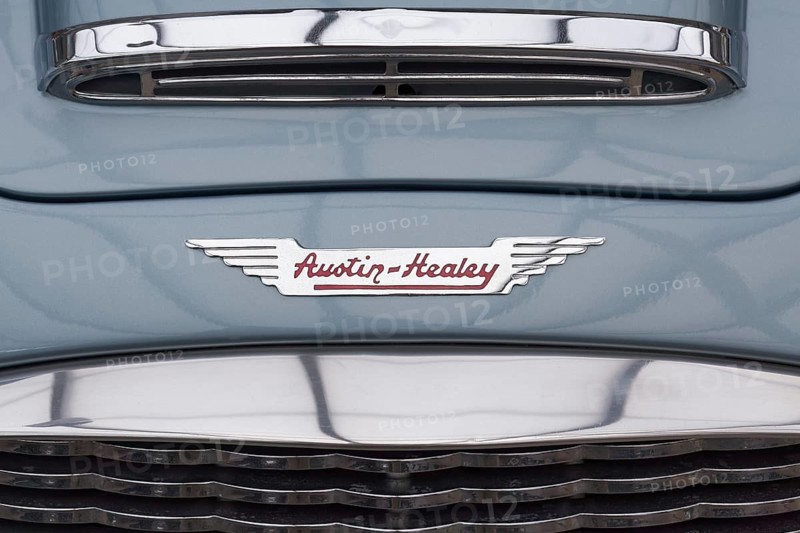 Austin Healey emblem with Logo on a Roadster