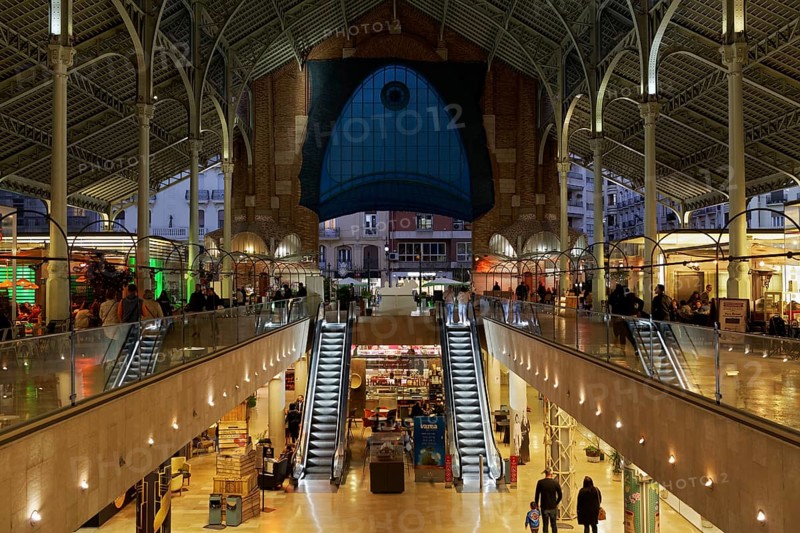 Historic market hall with restaurants and shops