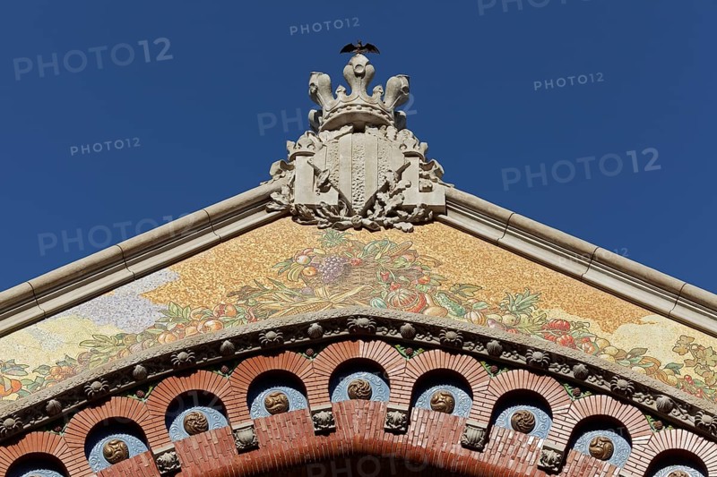 Gable of the facade with artistic mosaic