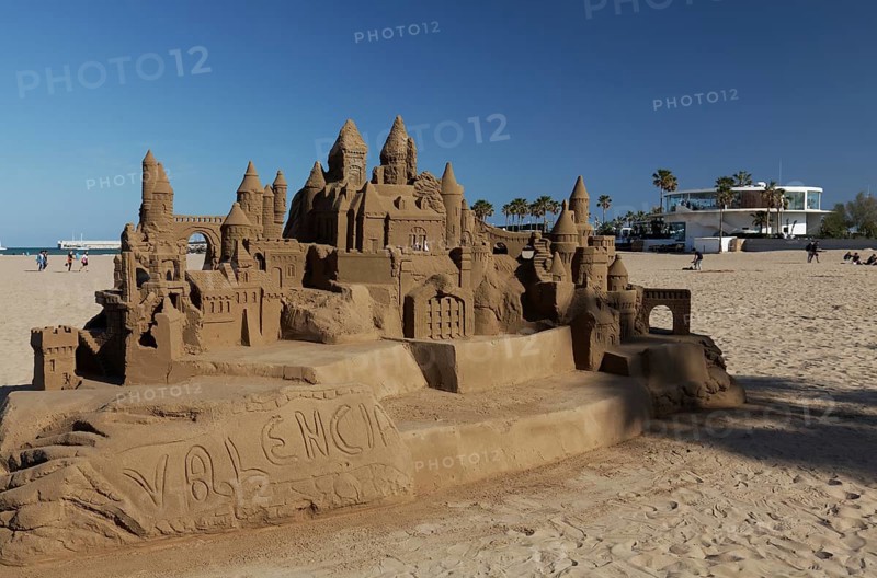 Large sandcastle on the beach of Cabanyal