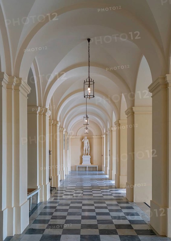 Passage with statue