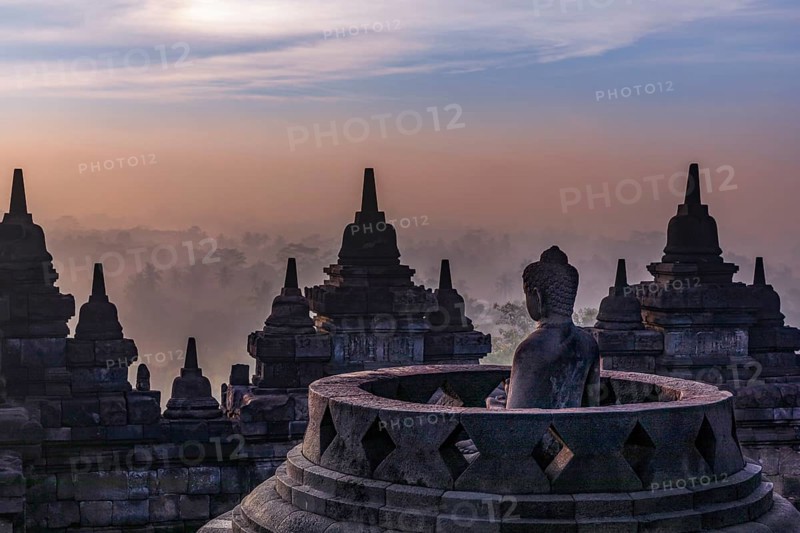 Buddha statue at sunrise