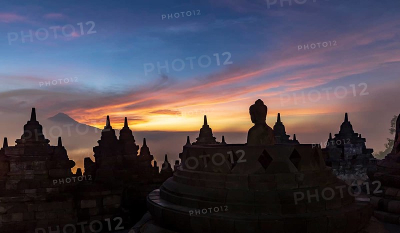 Buddha statue at sunrise