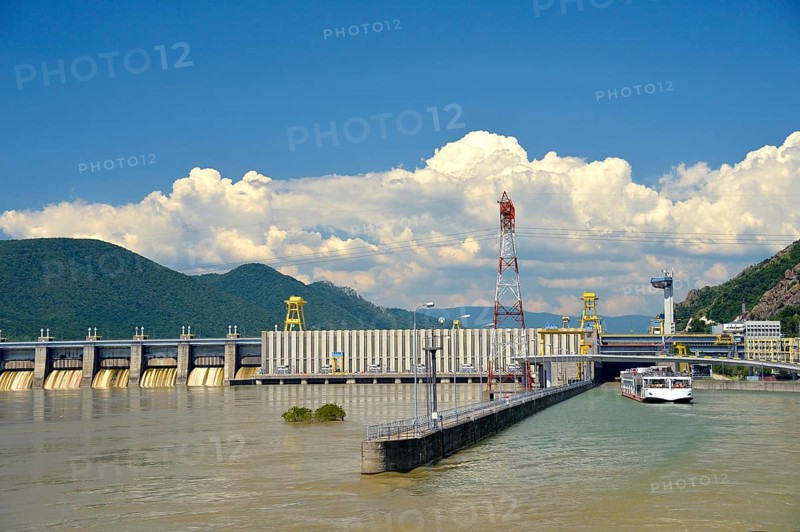 Passenger ship at water lock