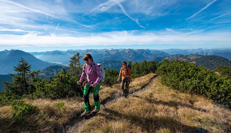 Hikers crossing the Blauberge mountains