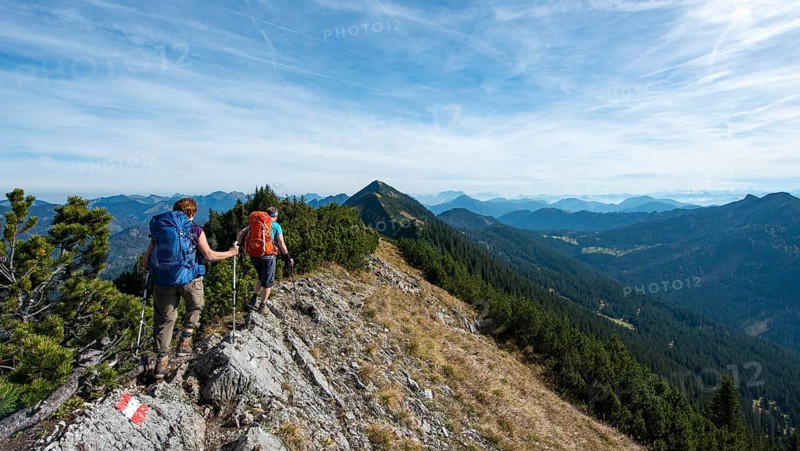 Hikers crossing the Blauberge mountains