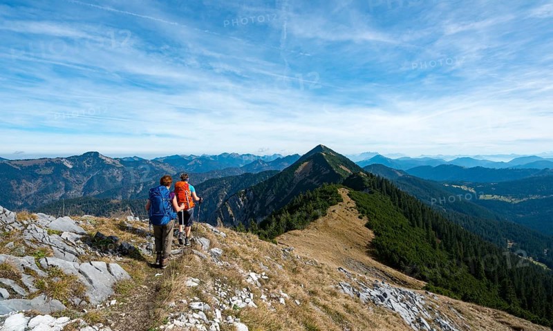 Hikers crossing the Blauberge mountains