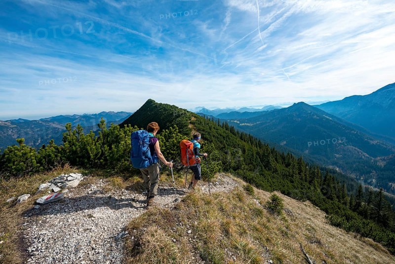 Hikers crossing the Blauberge mountains