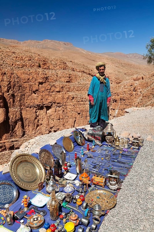 Dealer at his souvenir stand above the Dades Gorge