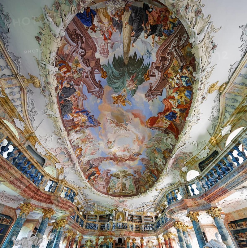 Library hall with ceiling fresco