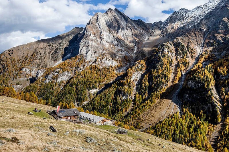 View during the climb to Saurussel in Laasertal above Laas in Vinschgau