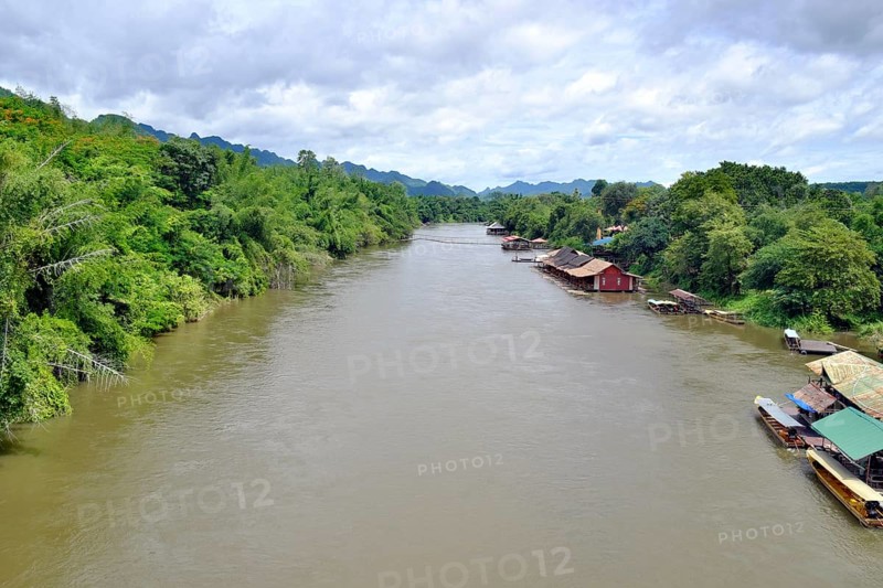 Floating houses on shore