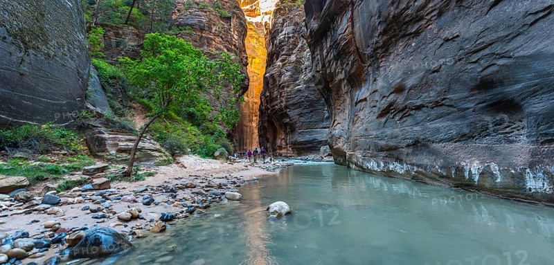 Hikers in river