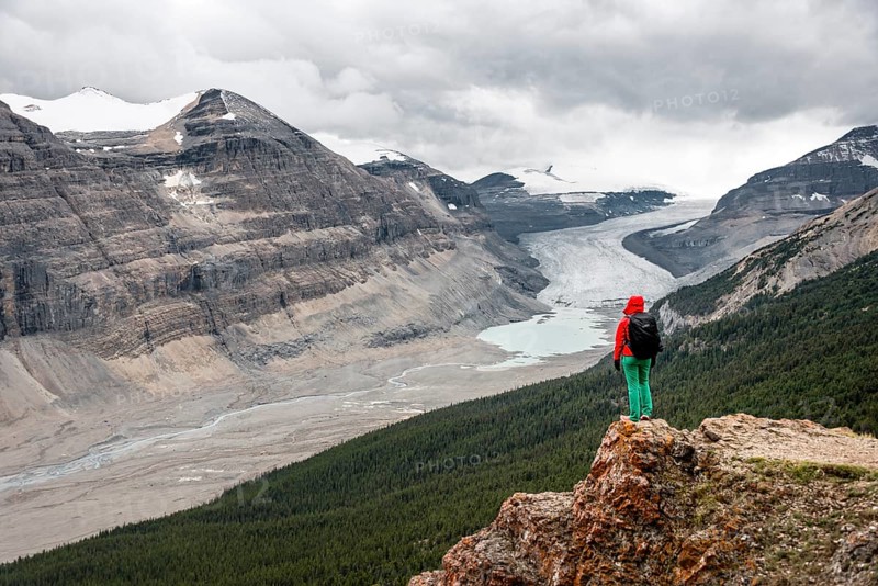 Hiker standing on a rock