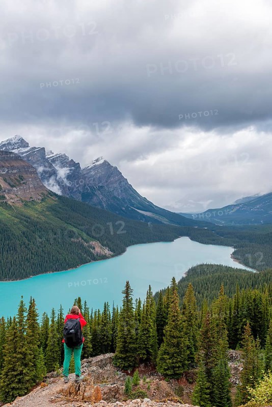 Hiker looks out into nature