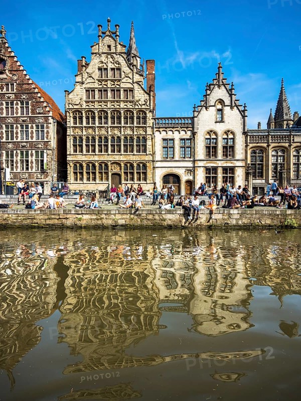 Leie River and promenade on the Graslei