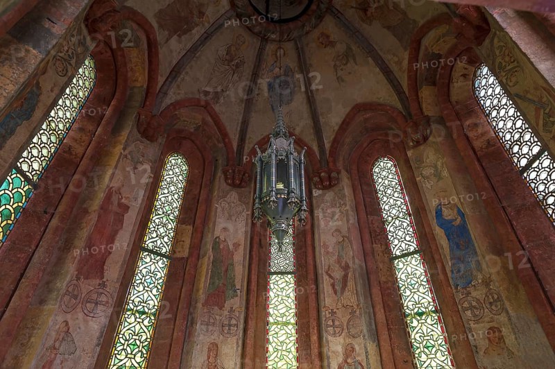 Interior with wall painting in octagonal ossuary