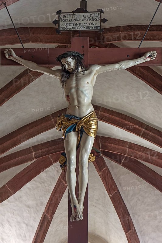 Wooden crucifix with human hair
