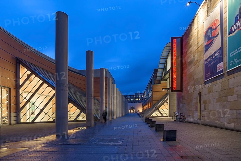 Germanic National Museum and Human Rights Road at dusk