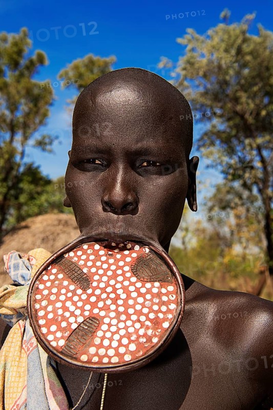 Woman with large lip plate