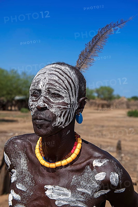 Man of the tribe of the Karo with face painting
