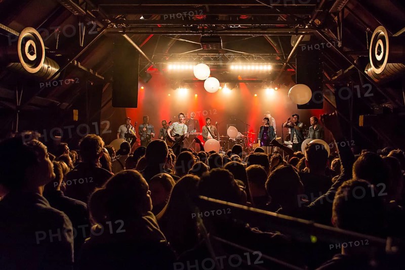 The Swedish indie pop band I'm from Barcelona with singer and frontman Emanuel Lundgren live in the Schuur Lucerne