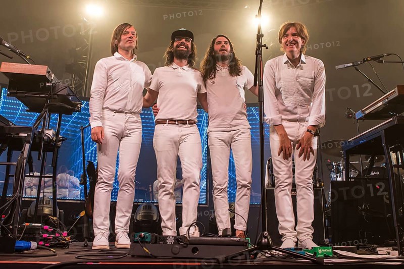 The French synth-pop band Air with guitarist Nicolas Godin and keyboarder Jean-Benoit Dunckel live at the Blue Balls Festival in Lucerne