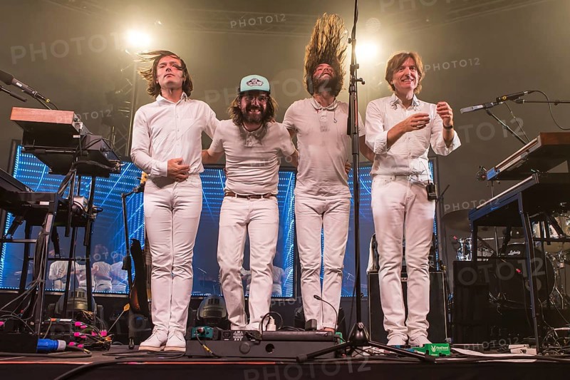 The French synth-pop band Air with guitarist Nicolas Godin and keyboarder Jean-Benoit Dunckel live at the Blue Balls Festival in Lucerne