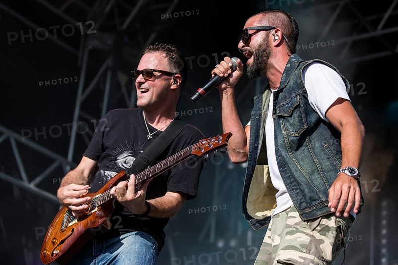 The swiss rapper and musician Marco Bliggensdorfer alias Bligg live at the 26th Heitere Open Air in Zofingen
