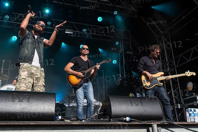 The swiss rapper and musician Marco Bliggensdorfer alias Bligg live at the 26th Heitere Open Air in Zofingen