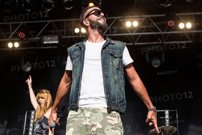 The swiss rapper and musician Marco Bliggensdorfer alias Bligg live at the 26th Heitere Open Air in Zofingen
