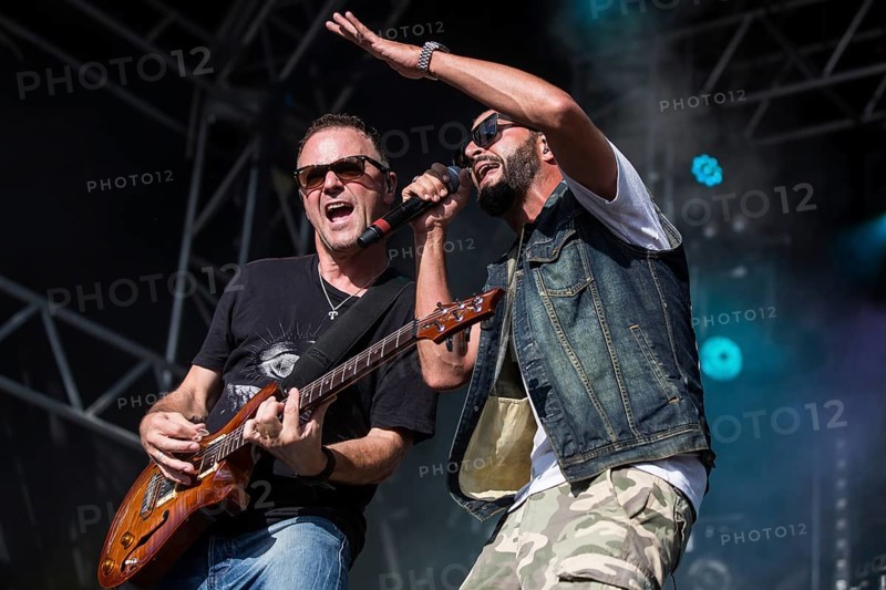 The swiss rapper and musician Marco Bliggensdorfer alias Bligg live at the 26th Heitere Open Air in Zofingen