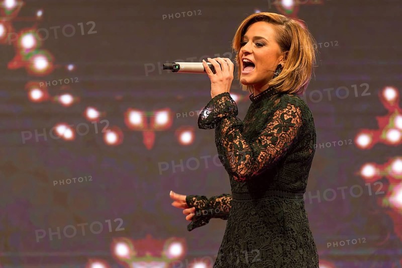 The Swiss singer Gianina Fabricatore live at the performance of the election and show evening Miss Central Switzerland 2016 at Pilatusmarkt Kriens