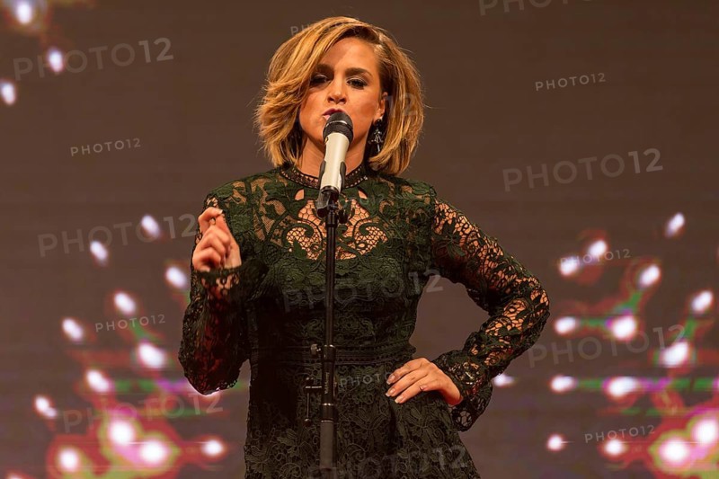 The Swiss singer Gianina Fabricatore live at the performance of the election and show evening Miss Central Switzerland 2016 at Pilatusmarkt Kriens