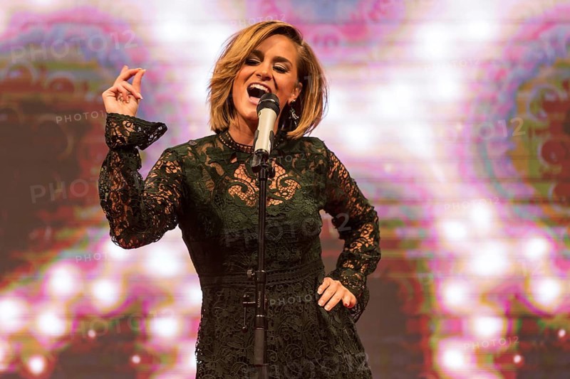 The Swiss singer Gianina Fabricatore live at the performance of the election and show evening Miss Central Switzerland 2016 at Pilatusmarkt Kriens