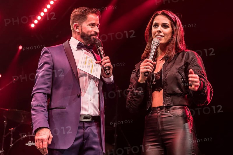 Swiss pop singer and presenter Leonard and German pop singer Vanessa Mai live at Schlager Nacht