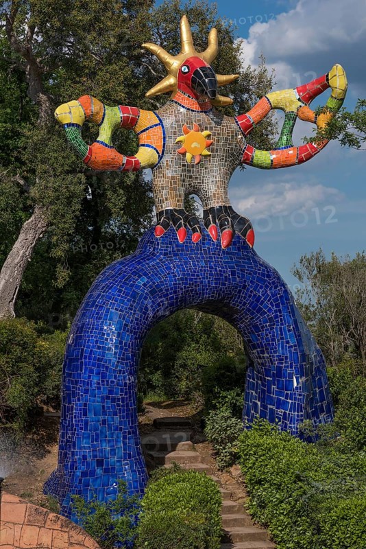 Colorful sculpture in the Giardino dei Tarocchi or Garden of the Tarot
