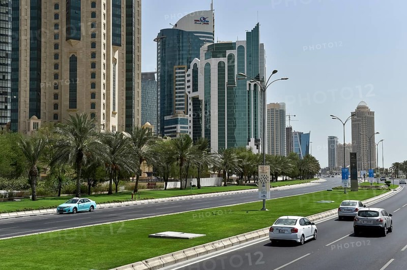 Al Corniche Street and skyscrapers in Doha