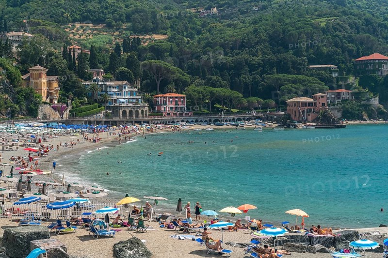 Tourists at the beach of Levanto